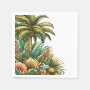 Summer Palm Tropical Tree And Leaves Napkin