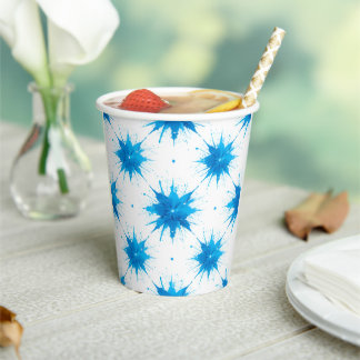 Summer Paper Cups of Fresh Blue Splash Square Wave