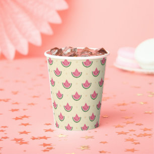 Summer Paper Cups of Pink Watermelons - 8oz