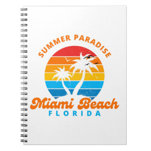 Summer Paradise Miami Beach Florida-Sunset-Palms Notebook
