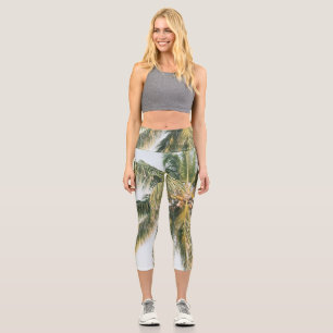 Summer Paradise Palm Tree #1 #tropical #wall #art Capri Leggings