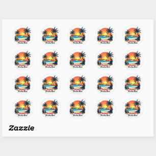 Summer Paradise Retro Beach Scene Sticker