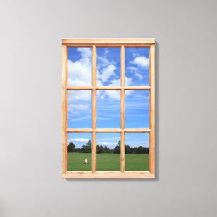 Summer Park 3D Effect Window View Picture Canvas Print
