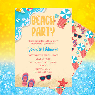 Summer Party | Beach Birthday Party Invitation