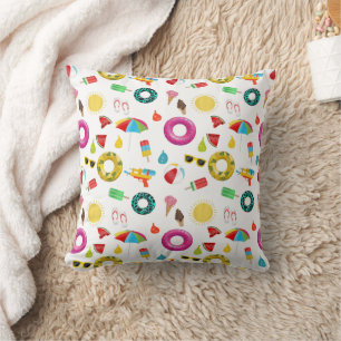 Summer Party Beach Fun Pattern Throw Pillow