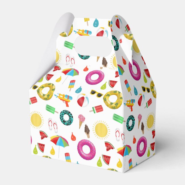 Summer Party Beach Pool Fun Pattern Favor Box (Front Side)