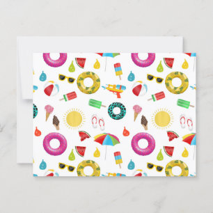 Summer Party Beach Pool Fun Pattern Postcard