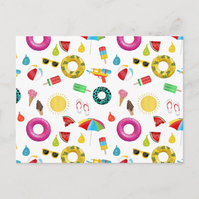 Summer Party Beach Pool Fun Pattern Postcard (Front)