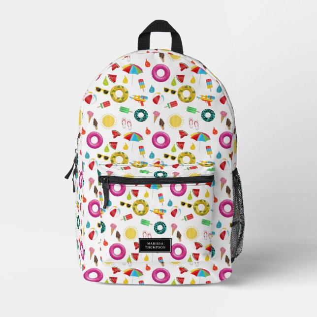 Summer Party Beach Pool Fun Pattern Printed Backpack (Front)