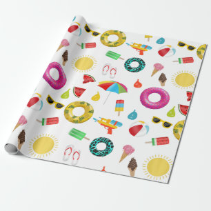 Summer Party Beach Pool Fun Pattern Wrapping Paper