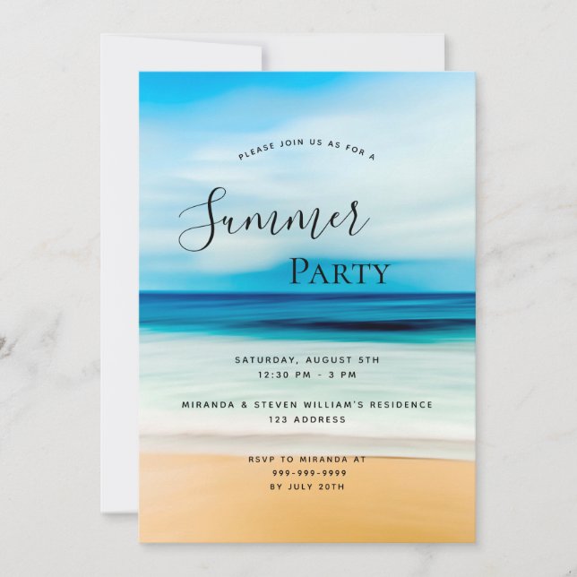 Summer party beach sea invitation (Front)