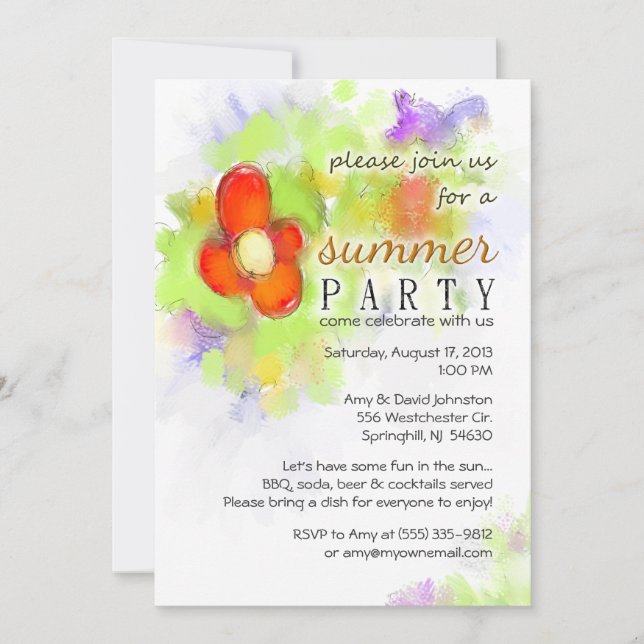 Summer Party - Floral Invitation (Front)