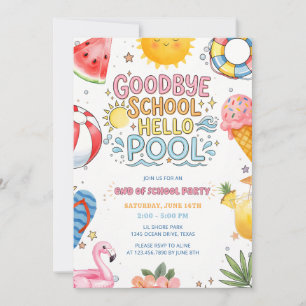 Summer Party Goodbye School Hello Pool Invitation