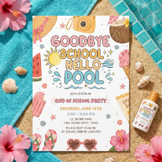 Summer Party Goodbye School Hello Pool Invitation