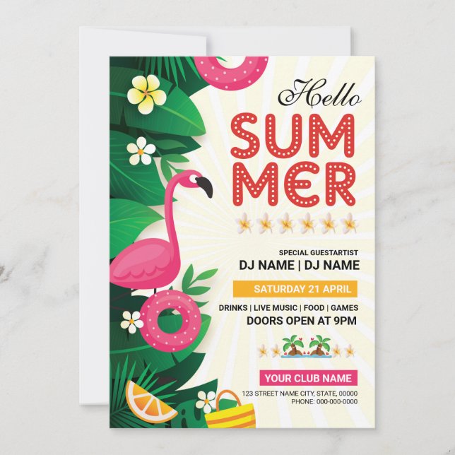 Summer Party Invitation Flyer Template (Front)