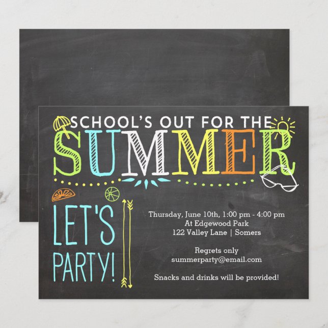 Summer Party Invitation-School's Out Invitation (Front/Back)