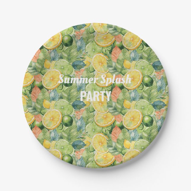 Summer Party Lemon Lime Floral Plates (Front)