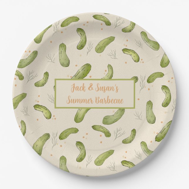 Summer Party Pickle Pattern Paper Plate (Front)