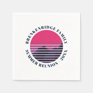 Summer Party Retro Sunset Mountains Family Paper Napkin