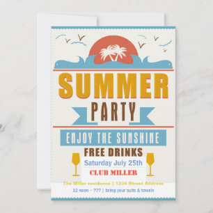 Summer Party Sign - 5x7 Invitation