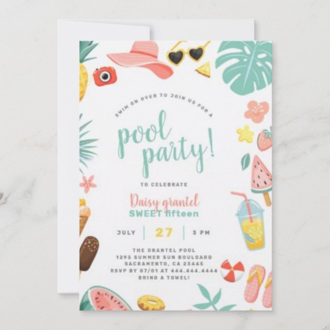 Summer Party Sizzle: Hosting with Fun, Flavour  Invitation (Front)