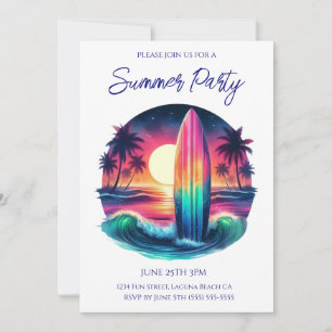 Summer Party- Surfboard Escape- Invitation