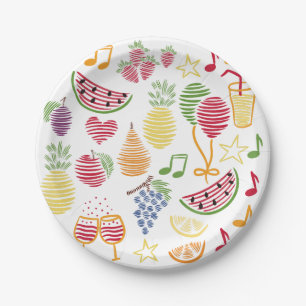 summer party (white backround) paper plate