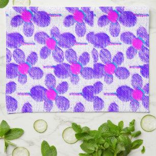 Summer Pastel Chalk Floral Kitchen Towel