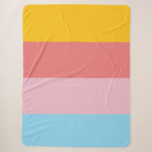 Summer pastel colour scheme sherpa blanket (Front)