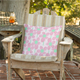 Summer Pastel Floral Pattern Outdoor Pillow