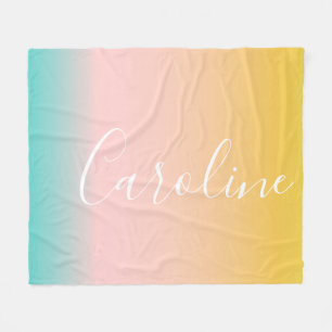 Summer Pastel Gradient   Personalized Script Name  Fleece Blanket