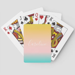 Summer Pastel Gradient   Personalized Script Name  Playing Cards
