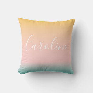 Summer Pastel Gradient   Personalized Script Name  Throw Pillow