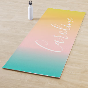 Summer Pastel Gradient   Personalized Script Name Yoga Mat
