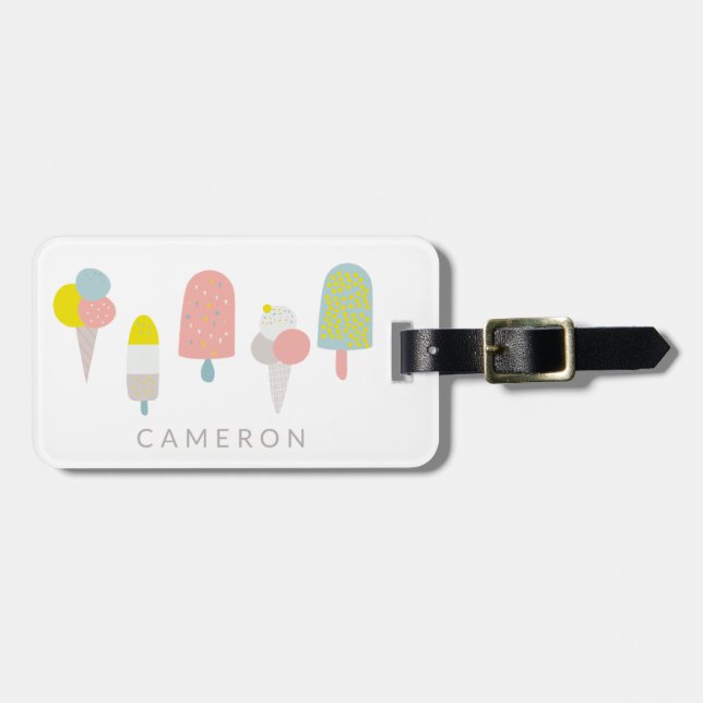 Summer Pastel Ice Cream Personalized   Luggage Tag (Front Horizontal)