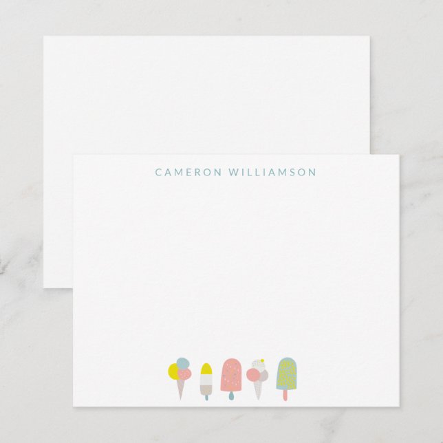 Summer Pastel Ice Cream Personalized Stationery  Card (Front/Back)