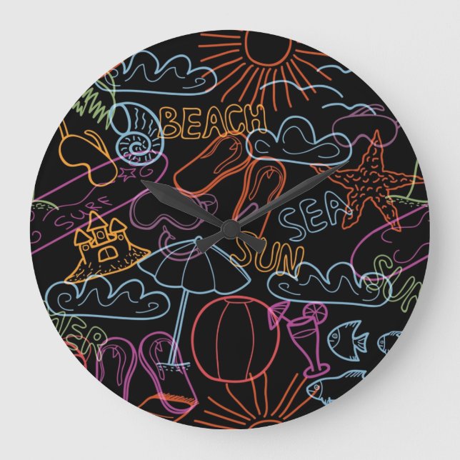 Summer pattern large clock (Front)