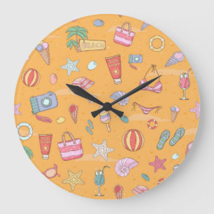 Summer pattern large clock