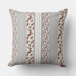 summer pattern of stripes of multi-coloured fabric throw pillow