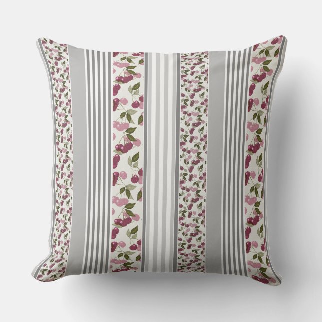 summer pattern of stripes of multi-coloured fabric throw pillow (Front)