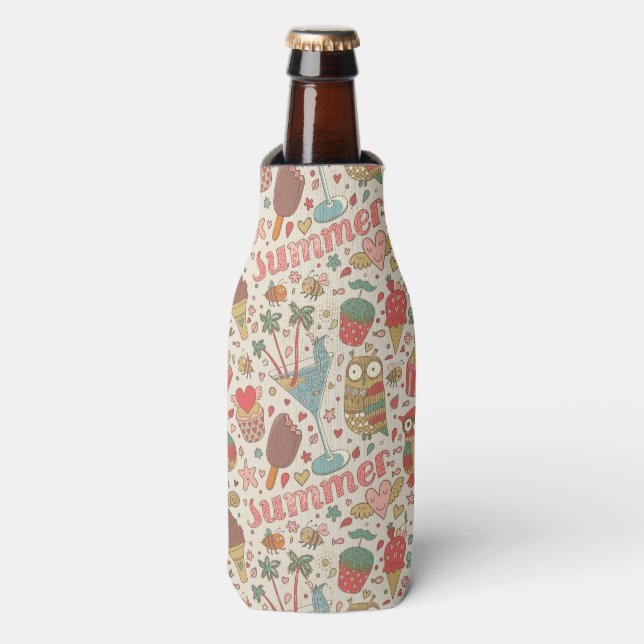 Summer Pattern With Ice Cream Bottle Cooler (Bottle Front)