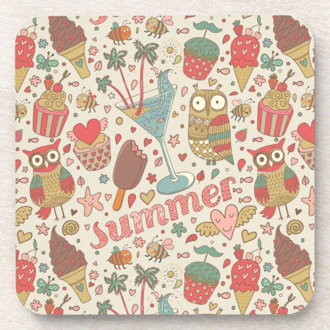 Summer Pattern With Ice Cream Coaster (Front)