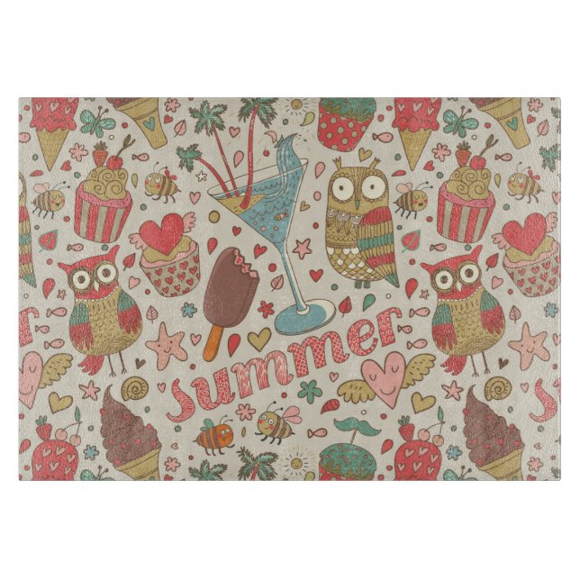 Summer Pattern With Ice Cream Cutting Board (Front)