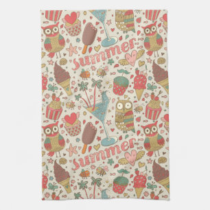 Summer Pattern With Ice Cream Kitchen Towel