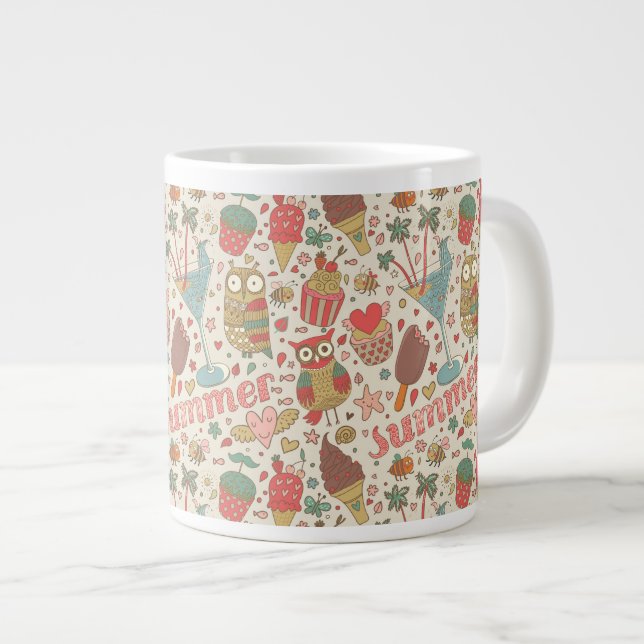 Summer Pattern With Ice Cream Large Coffee Mug (Front Right)