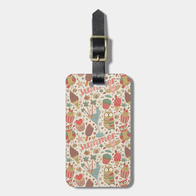 Summer Pattern With Ice Cream Luggage Tag (Front Vertical)