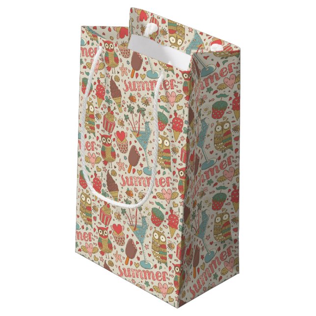 Summer Pattern With Ice Cream Small Gift Bag (Back Angled)