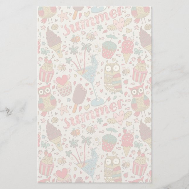 Summer Pattern With Ice Cream Stationery (Front)