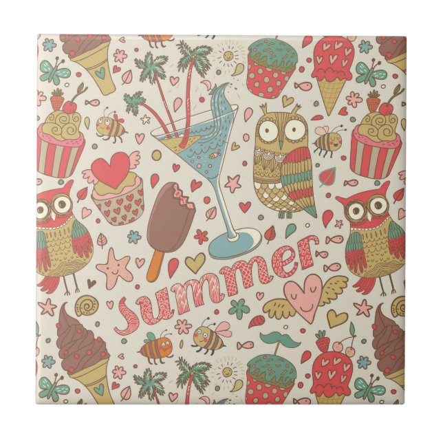 Summer Pattern With Ice Cream Tile (Front)