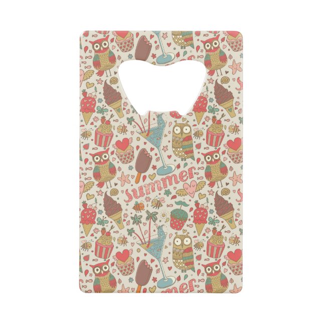 Summer Pattern With Ice Cream Wallet Bottle Opener (Front)